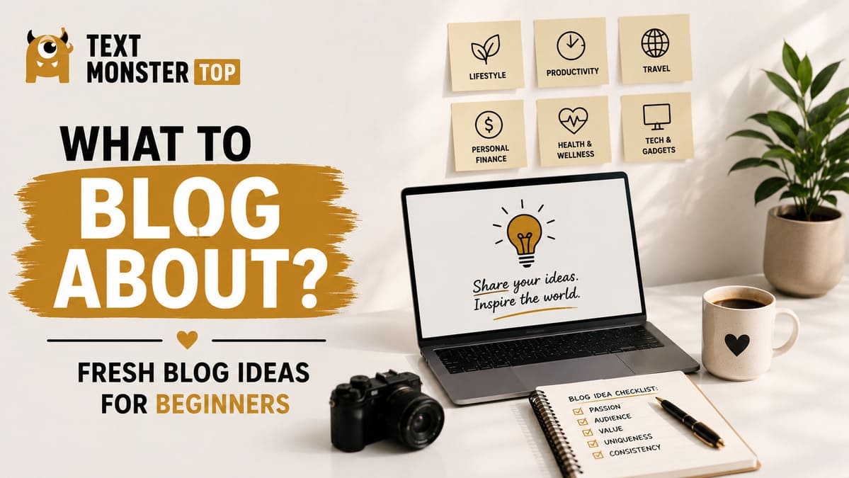 What to blog about — blog ideas for beginners by Text Monster.
