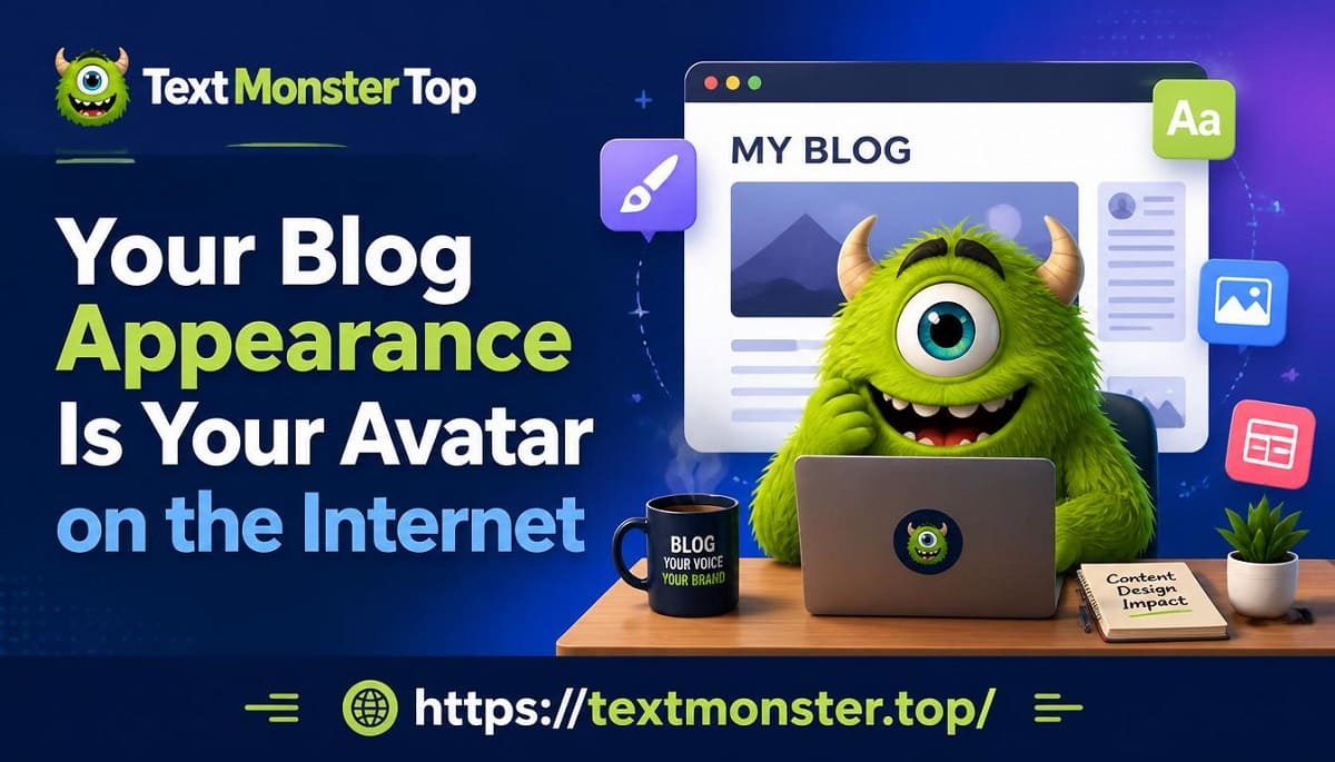 Text Monster blog appearance as a digital avatar on the Internet.