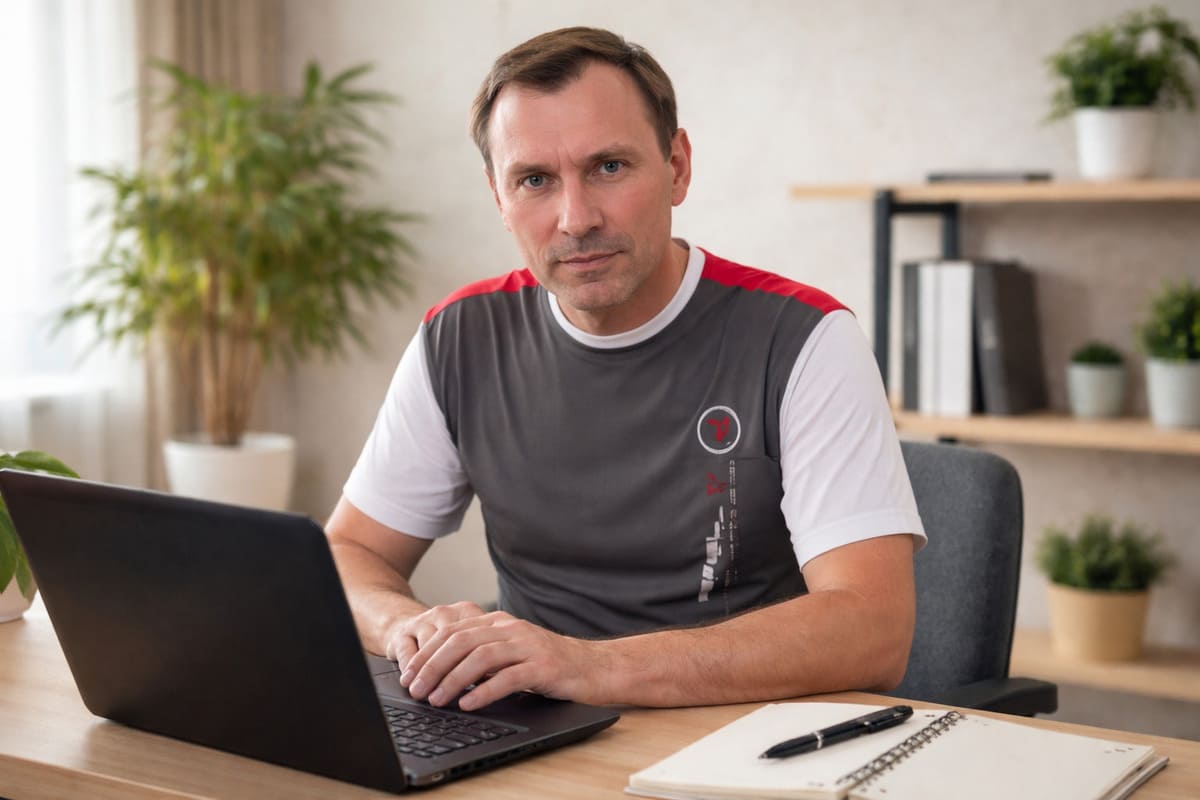 Автор статті «Командна робота копірайтерів» Автор статті про командну роботу копірайтерів працює за ноутбуком/